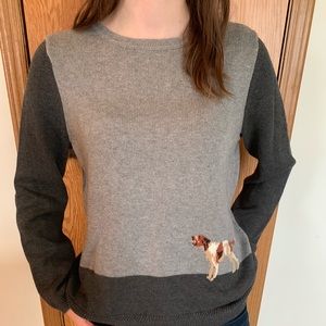 Adorable Liz Claiborne Gray Sweater with Dog